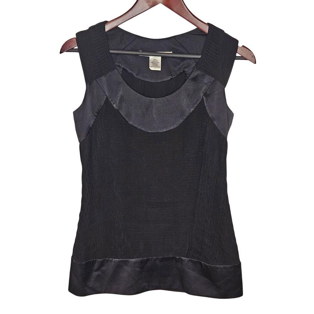 100% Silk Diane Von Furstenburg Black Blouse Top Fitted Size 0 23L 32B 28W E78